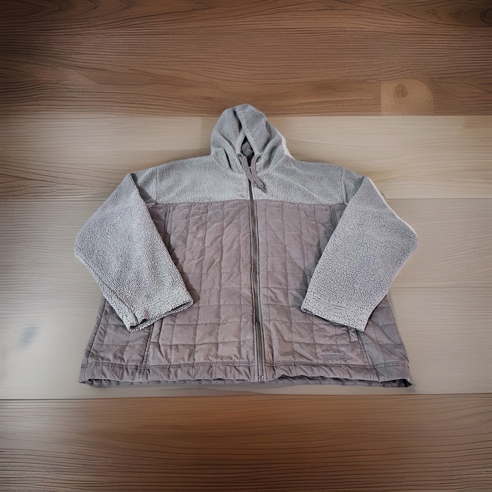 RedHead Sherpa Lined Quilted Hooded Jacket Gray Fleece Zip Up Men's 2XL Warm